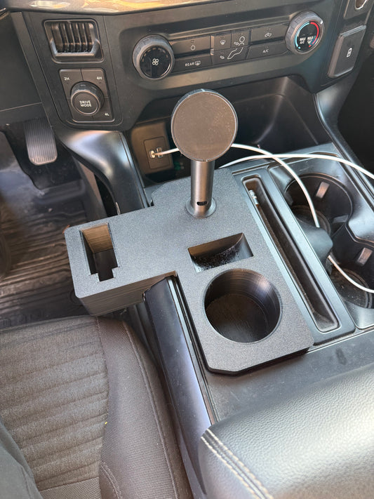 2021-2026 Ford F-150 Center Console Insert with Phone Mount, Cup Holder & Secure Storage