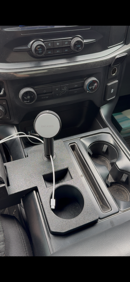 2021-2026 Ford F-150 Center Console Insert with Phone Mount, Cup Holder & Secure Storage